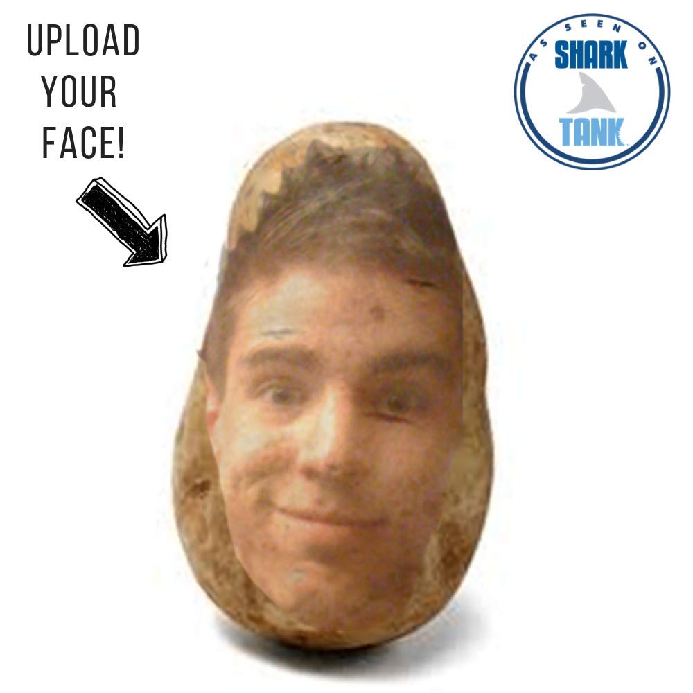Potato Pal - Your FACE on a real potato! Upload your own image. Novelty and Gag gift. As Seen On Shark Tank. Surprise Gift Box included.