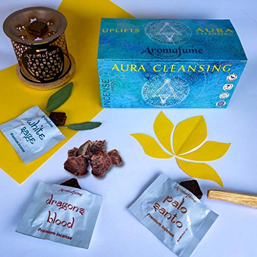Aura Cleansing Incense Brick Starter Kit & Gift Set by Aromafume Pack of 12 Bricks (4 White
