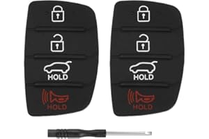 2 Pack 4 Button Car Key Fob Key Shell Rubber Button Pad Case Replacement Cover for Santa Hyundai Fe Sport Sonata SUV Tucson 2