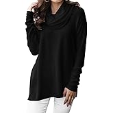 Minclouse Women's Long Sleeve Cowl Neck Sweater Pullover Turtleneck Casual Loose Sweatshirts Tunic Tops