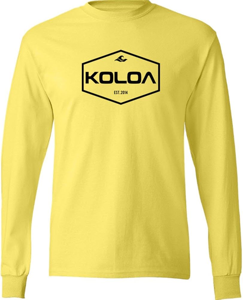 Joe's USA Koloa Surf Long Sleeve Hexagon Logo Heavy Cotton T-Shirts. Regular, Big & Tall