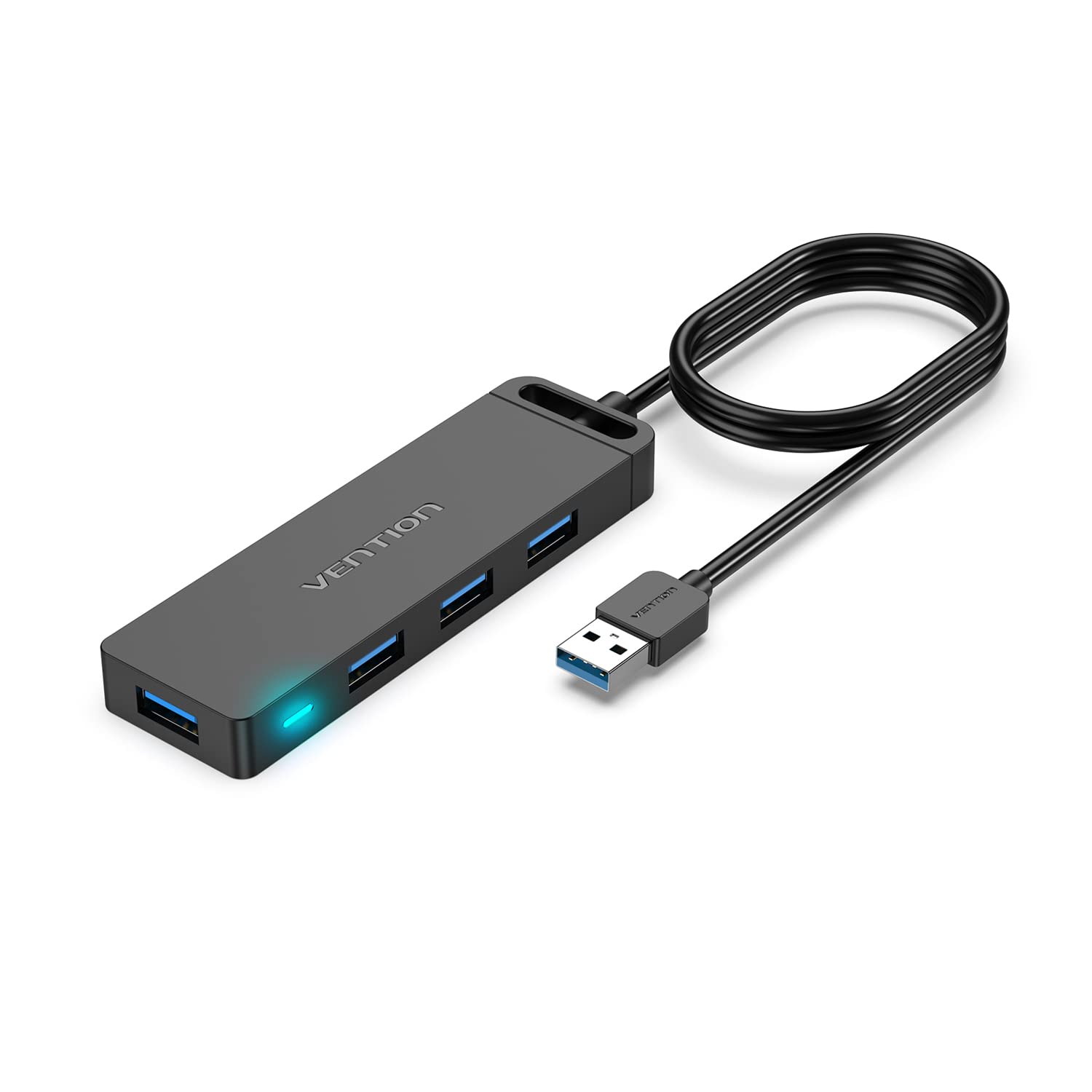 USB 3.0 Hub, VENTION 4 Ports USB Hub Ultra-Slim Data USB Hub 3FT Extended Cable [Charging Supported], Compatible with MacBook, Laptop, Surface Pro, PS4, PC, Flash Drive, Mobile HDD (1m/3ft)