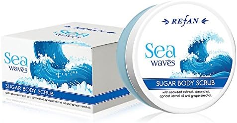 Refan SEA WAVES Sugar Body Scrub with Seaweed Extract,Almond Oil, Apricot Kernel Oil and Grape Seed Oil Paraben Free 8.47 OZ / 240g