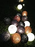Earth Tone Cotton Ball Patio Party String Lights (20/set)