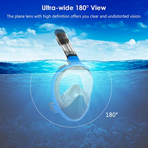 RUNACC Full Face Snorkel Mask Set Foldable Snorkeling Diving Mask for Adults and Kids with 180°Large View, Detachable Camera Mount, Storage Bag, Waterproof Phone Pouch and Earplug, S/M