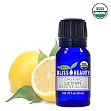 Lemon Essential Oil, 10 ml, USDA Organic, 100% Pure & Natural Therapeutic Grade - Bliss Beauty (10 ml)