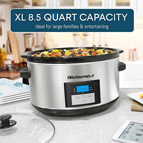 Elite Gourmet MST900D Digital Programmable Slow Cooker, Oval