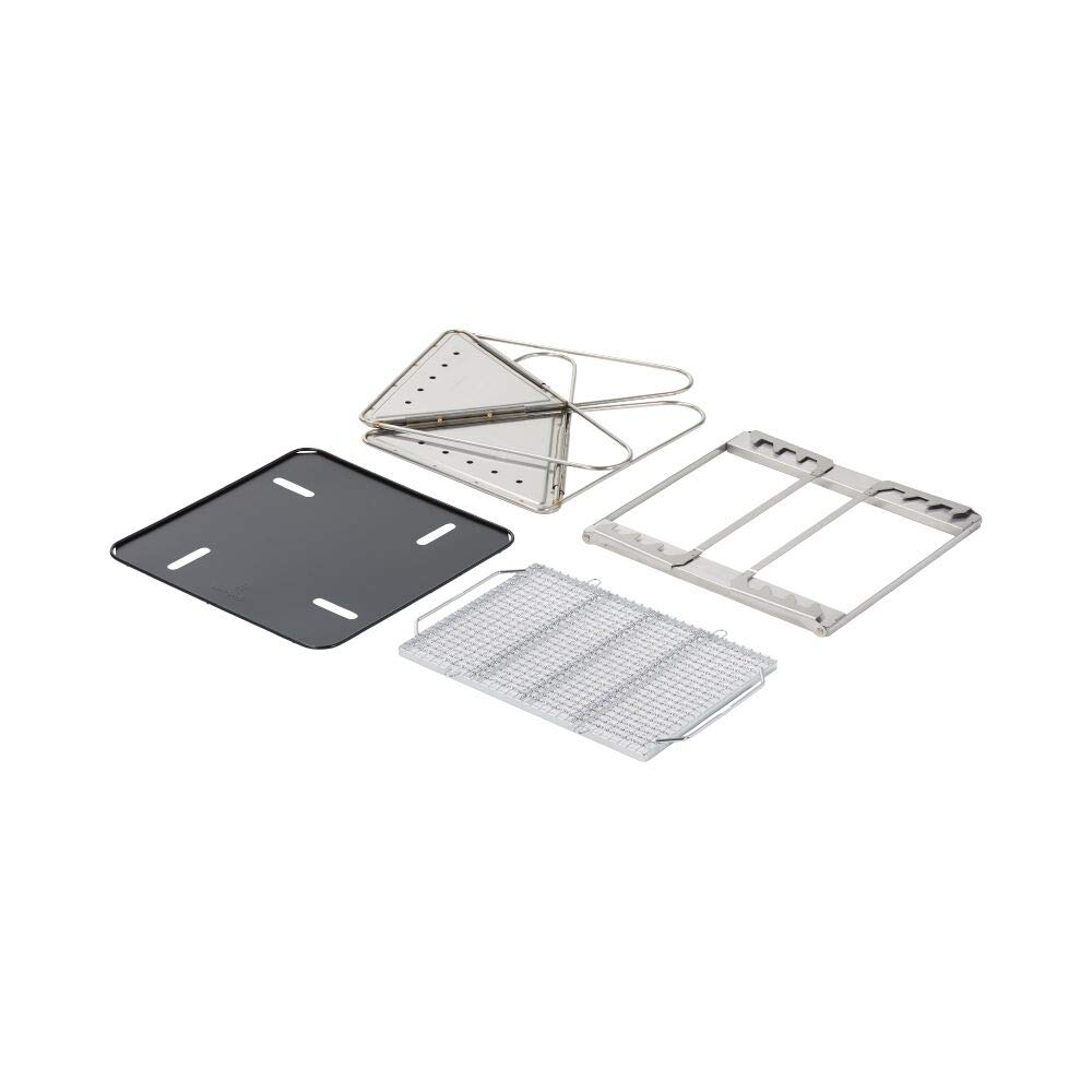 Snow Peak Takibi Fire & Grill - Stainless Steel Portable & Collapsible Fireplace - 30 lbs, 5 Piece Set