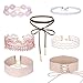 Tpocean Pink Lace Choker Necklace Set Gothic Floral Tattoo Thick Choker Necklace for Women Girls 90s 7 PCS