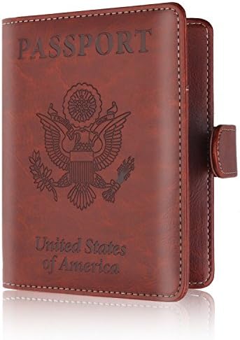 TourWay Leather Passport Holder, Leather RFID Blocking Passport Cover Case for Men Women with Magnetic Button, Brown
