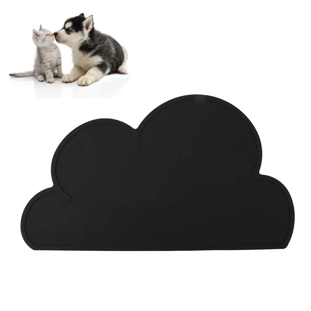 Feeding Mats, Cloud Shaped Silicone Food Water Feeding Dish Bowl Placemat for Pet Dog Puppy(Black)