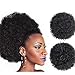 AISI QUEENS Afro Puff Clip On Synthetic Ponytail Extension for Black Women, Natural Black Short Kinky Bun for Natural Hair(1B#)