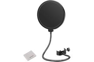 NEEWER Microphone Pop Filter Shield Compatible with Blue Yeti Mic, Professional Dual Layered Wind Pop Screen with 360° Flexib