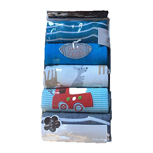 Monvecle Baby Boy 5 Pack Newborn to Toddler Cotton Long Cartoon Pants Gift Set 9M