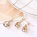 Paxuan Womens Silver Gold Plated Teardrop White Champagne Crystal Wedding Bridal Jewelry Set Teardrop Pendant Necklace Drop Dangle Earrings Wedding Ring Set (Champagne)