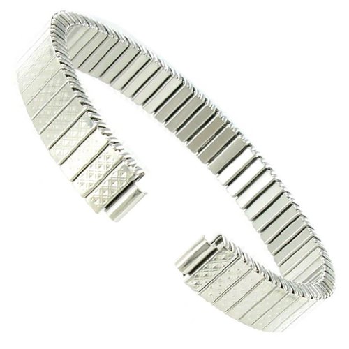 6mm Hirsch Stainless Steel Silver Diamond Pattern Ladies Twist-O-Flex Watch Band