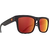 SPY Optic Discord, Square Sunglasses, Color and Contrast Enhancing Lenses, Dale Jr Matte Black - HD Plus Gray Green with Orange Spectra Mirror Lenses