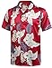 HOTOUCH Men's Loose Fit Hawaiian Short Sleeve Shirt (Red XL)