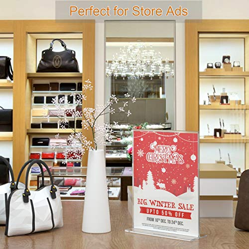 HIIMIEI Set of 6 Vertical Table Displays, Poster Holder, A5 (14.8 x 21 cm) Acrylic Transparent Table Easel, Menu Holder