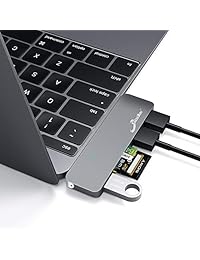USB C 3.1 Hub, Adaptador para MacBook Pro de 12 inch 2016 13 inch 15 inch, 5 en 1 multipuerto Dongle USB 3.0 tipo A puerto Micro SD lector de tarjetas de memoria, Gris espacial