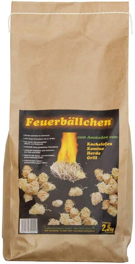 Feuerbällchen - Kaminanzünder, Feueranzünder, Feuerbällchen (Anzünder ökologisch, aus Naturprodukten - Wachs, Naturholz; Nässe unempfindlich; Brenndauer ca. 10 min) 2,5 kg Naturholz