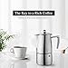 Minos Moka Pot Espresso Maker: Makes 4 Espresso Shots Suitable for Ceramic, Gas and Electric Stovetop - Stainless Steel With Flat Bottom and Heatproof Handle, Wear and Scratch-Resistant