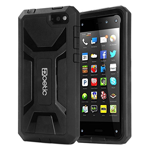 Fire Phone Case - Poetic Fire Phone Case [Revolution Series] - [Heavy Duty] [Dual Layer] Complete Protection Hybrid Case with Built-In Screen Protector for Amazon Fire Phone Black (3 Year Manufacturer Warranty From Poetic)