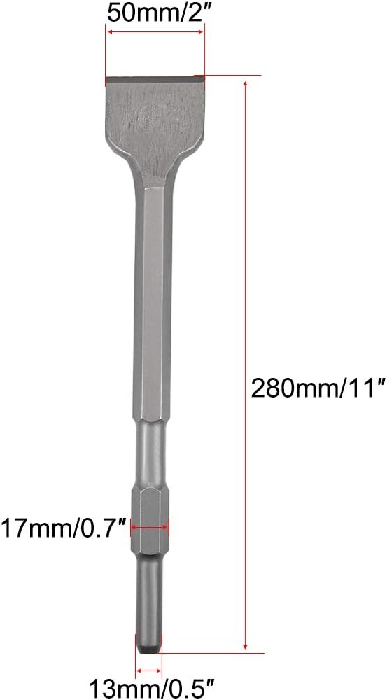 sourcing map Scraping Chisel 50mm Dia. Masonry Drill Bit Hex Shank for Electric Jack Hammer Remove Scale Edging Chipping Tool - Image 3