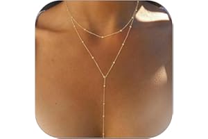 ALRNBY Gold Lariat Long Necklace for Women Trendy Dainty Layered Y Necklaces Choker Gold Jewelry Gift
