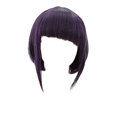 Amazon Com Short Straight Black Purple Wig Cosplay Anime Hero