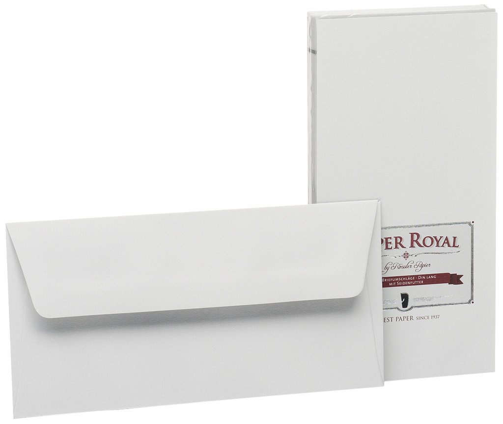 Rössler Papier 2033831170 - Papier Royal - Enveloppen pakket w. Sf., DIN lang, 20 stuks, ijsgrijs