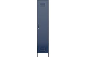 REALROOMS Shadwick 1 Door Tall Single Metal Locker Style Storage Cabinet, Navy