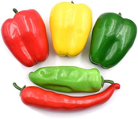 DLUcraft Artificial Vegetables Colorful Chili Simulation Meat Lifelike Fake Pepper Fake Vegetable for Home Kitchen Decoration Teaching Aids-5PCS