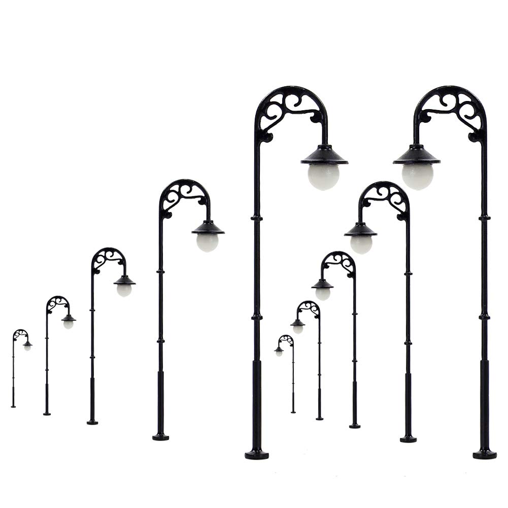 Evemodel 10pcs Model Railway Lamppost Lamp Street Lights HO Scale 63mm Single Head LYM56