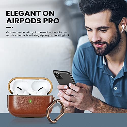 MAPUCE Airpod Pro Case Leather, Luxury Stylish Genuine Leather AirPod