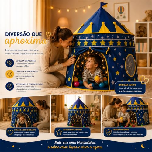 K-SELL IMPORTS, Barraca Infantil Cabana e Castelo dos Príncipes Azul | Cabana Dobrável, Para Menino, Tenda Cabaninha
