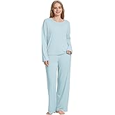 TOSMO Women Pajama Sets Viscose from Bamboo Long Sleeve Sleepwear Super-Soft Comfy Button Down Lounge Sleep Cooling Pjs