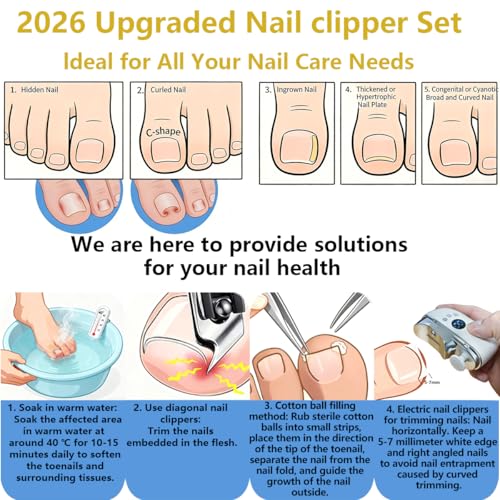 3 in 1 Electric Nail Clippers + Oblique Nail Clippers with Hard Tip LED Nail File Quiet Vibration Reduced Binder Safe for Kids Durable Perfect for Manicure Pedicure Family