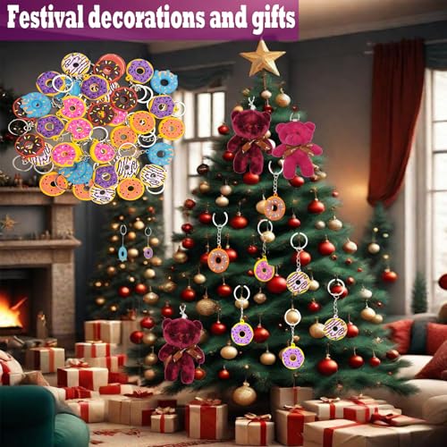 36pcs Sweet Donut Keychain Decorations Party Favors Sweet Doughnut Theme Birthday Party Supplies for Birthdays & Events Wallet Keyrings Pendant Souvenirs Reward Gifts Available in 6 Colors