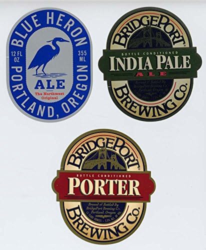 Set of Three BridgePort Brewing Company Portland Oregon 12 Ounce Brewery Bottle Labels