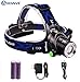 Rechargeable LED Headlamp,Hoowvii Super Bright Headlight Head Light Flashlight with Adjustable Headband Zoomable Waterproof Torches Lamp for Dog Walking Running(Single Lamp)