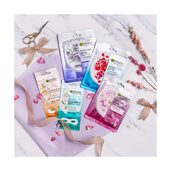 Garnier-Sheet-Mask-Discovery-Collection-Face-Eye-Sheet-Mask-set-for-Dehydrated-Dull-and-Tired-Skin-Pack-of-5-Sheet-Masks Garnier Sheet Mask Discovery Collection, Face & Eye Sheet Mask set for Dehydrated, Dull and Tired Skin, with glycerin…