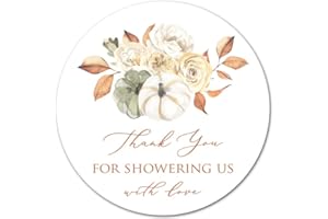 INVITATIONHOUSE 2" Round Autumn Rustic Floral Pumpkin Thank You Favor Sticker - Set of 40
