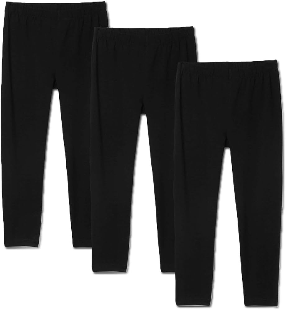 Felix & Flora Toddler Girls Black White Leggings Pack Baby Girls Cotton School Leggings: Clothing