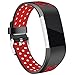 Hotodeal Compatible Fitbit Charge 2 Band, Classic Soft TPU Adjustable Replacement Accessory Bands Fitness Breathable Sport Strap Small Large Black RED