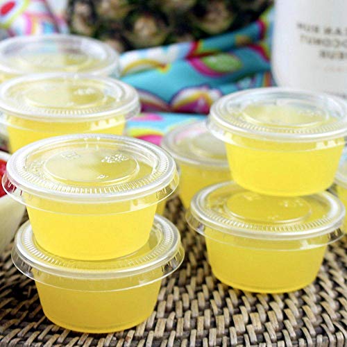 2 oz Eco Friendly Portion Cups with Lids,100 Pcs Biodegradable Jello Shot Cups Condiment Containers,Sauce Containers with Lids