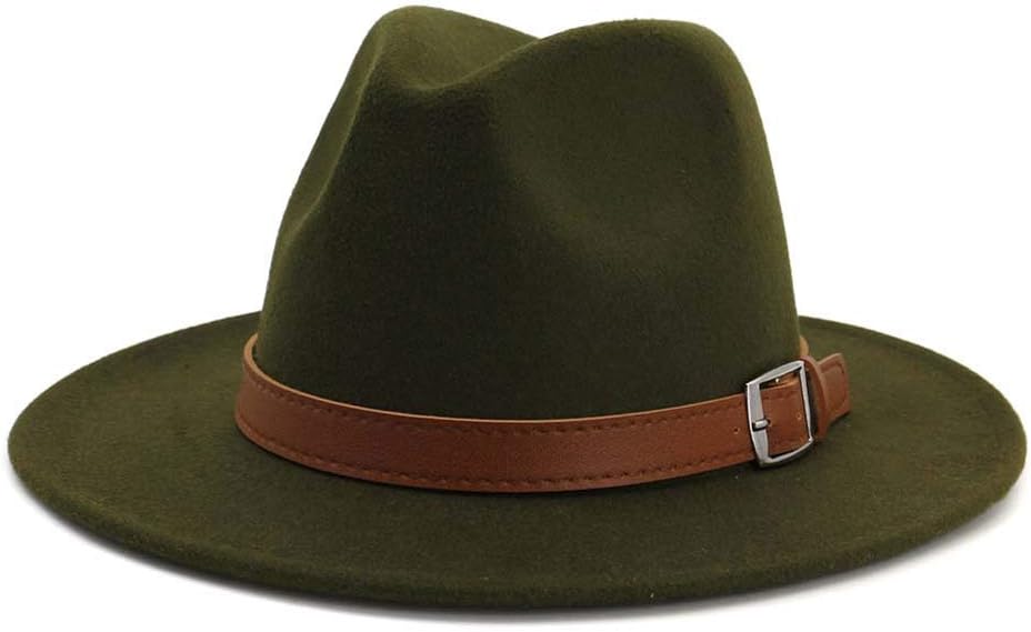Gossifan Classic Men & Women Wide Brim Fedora Panama Hat with Belt Buckle