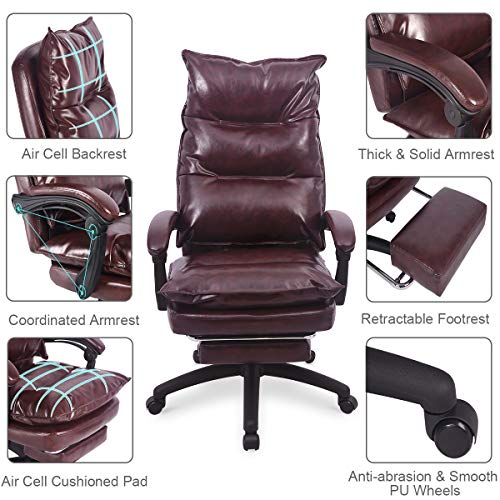 Ergonomic PU Leather Executive Office Chair Desk Task Computer Chair Swivel High Back Chair - Thumbnail 3