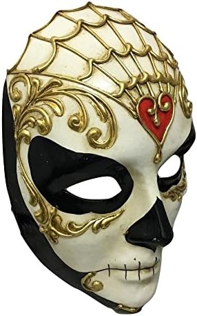 Ladies Volto Full Face Day of the Dead Traditional Venetian Masquerade Mask with Gothic Twist