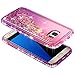 Galaxy S7 Edge Case with Screen Protector (Full Coverage 3D PET) for Girls Women Kids, NageBee Glitter Liquid Bling Floating Waterfall Sparkle Cute Case for Samsung Galaxy S7 Edge -Pink/Purple
